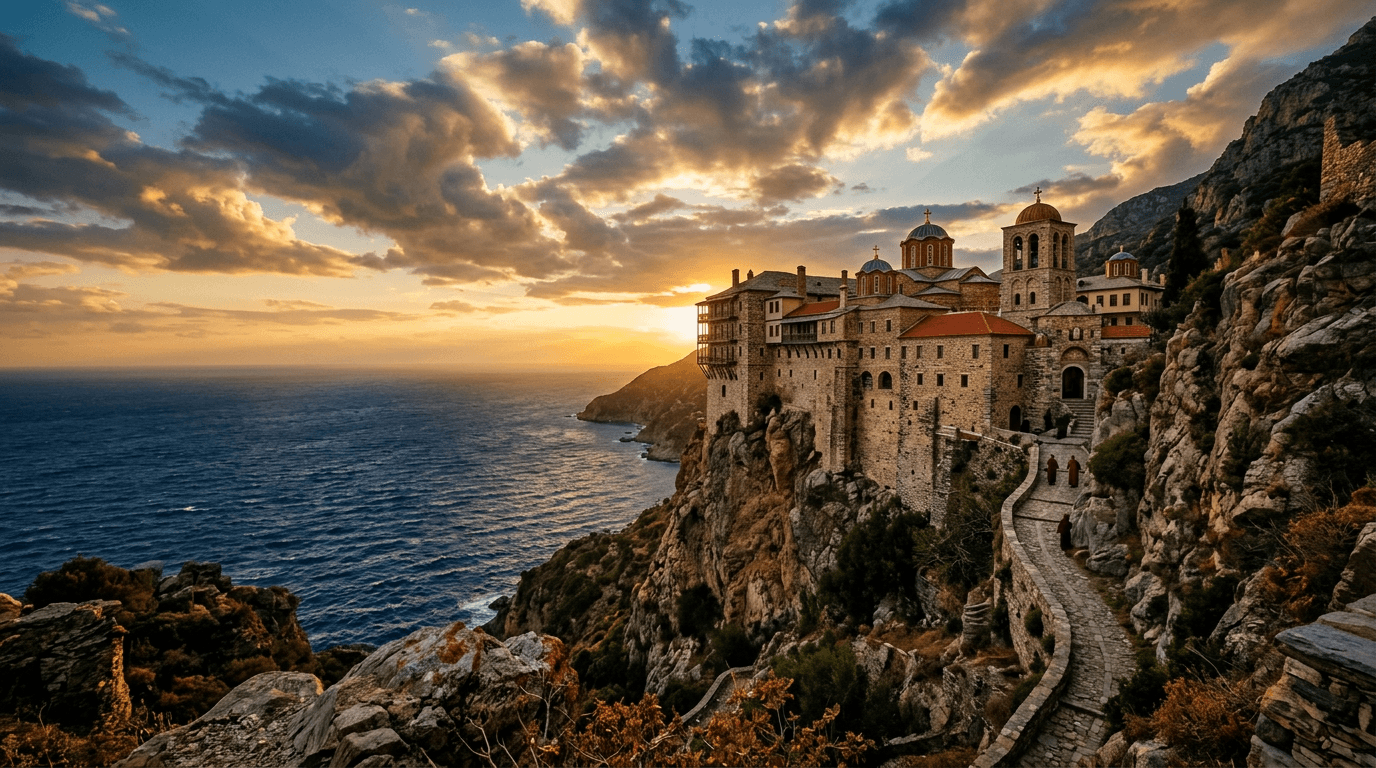 Monastère orthodoxe au bord de la mer